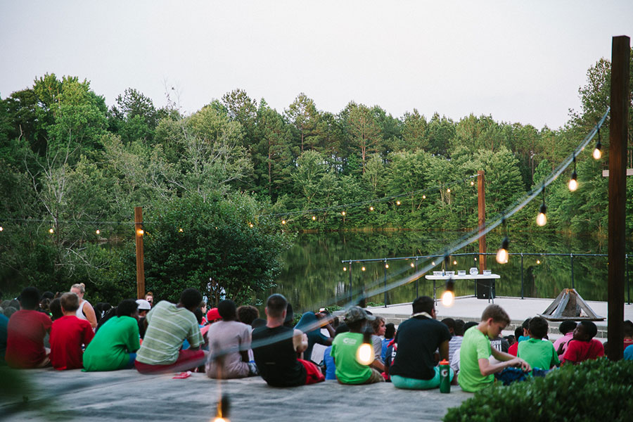 Service project volunteers working at Camp Grace